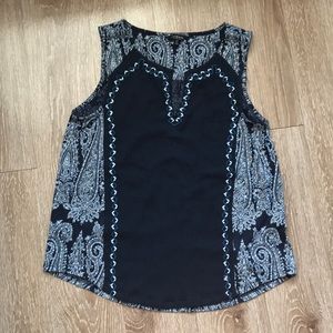 Lucky Brand navy blue paisley print tank